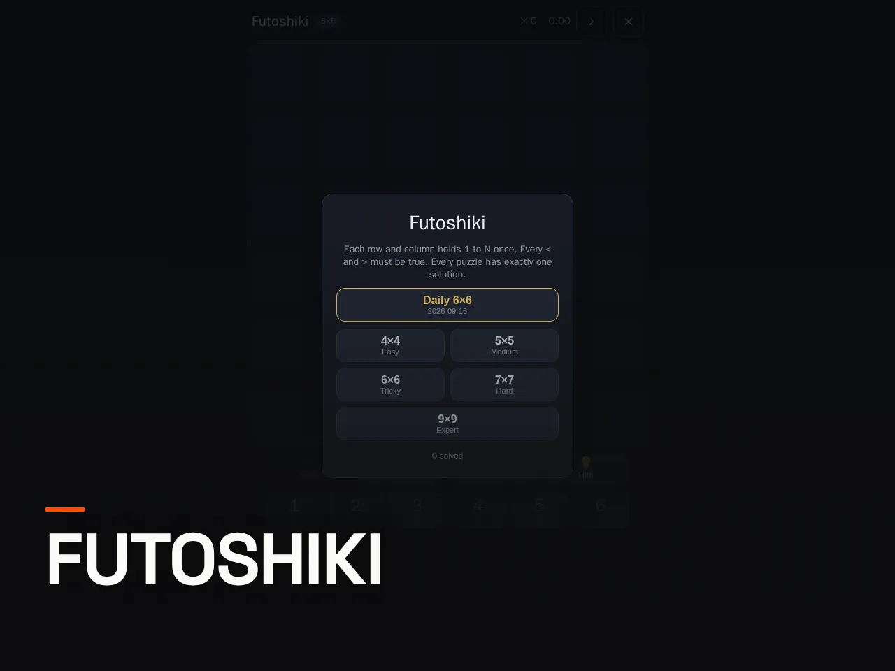 Screenshot of Futoshiki